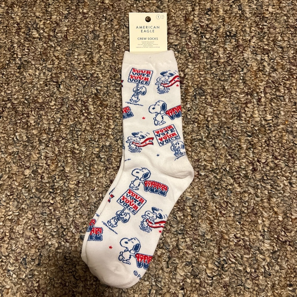 American Eagle Outfitters Snoopy Crew Socks - White and Red